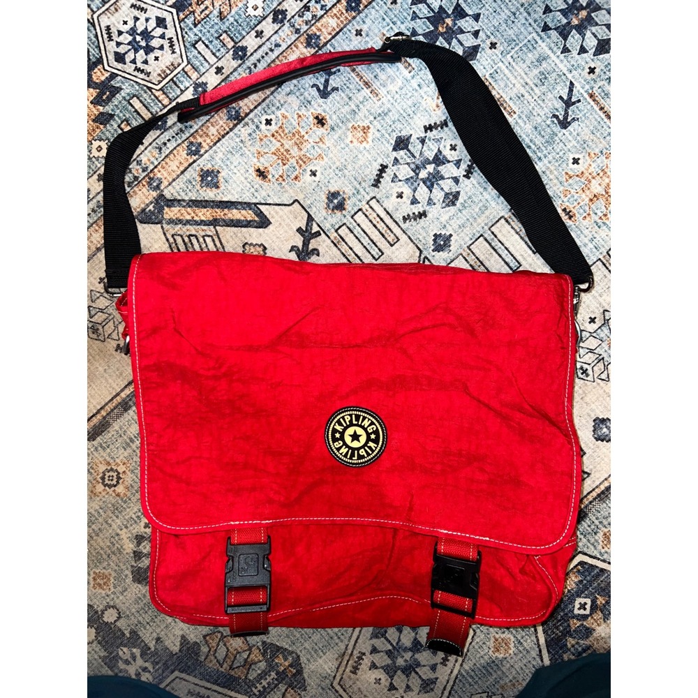 Vintage 1990s Large Red Kipling Messenger Lap Top Shoulder School Work Bags‎